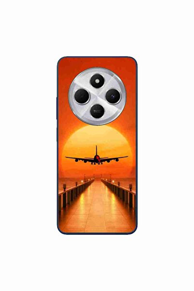 OEM Case compatible with Xiaomi Redmi 14C Silicon Gel Tpu Model Airplane Sunset