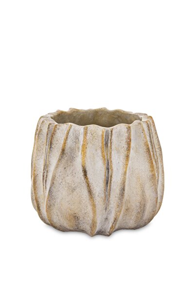 DecoDepot Ceramic pot, with pattern, beige, 15x16x16 cm