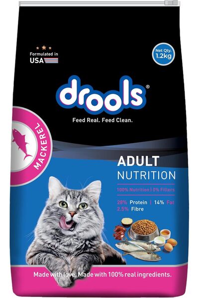 Drools Cat Mackerl Dry Cat Food 1.2kg | 100% Nutritious Diet With Real Fish, ...