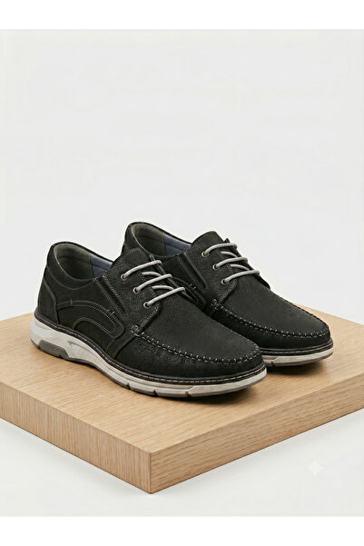 Dericibey Black Men's Casual Shoes - Lace-Up Light Sole Comfortable Model