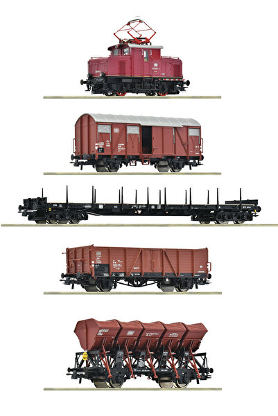 Roco Set tren de marfă cu locomotivă E69 și 4 vagoane de marfă DB - H0 5500003