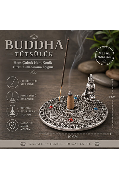 İki Yedi Konsept Gümüş Buddha Tütsülük, Çubuk ve Konik Tütsü Aparatı, Meditas...
