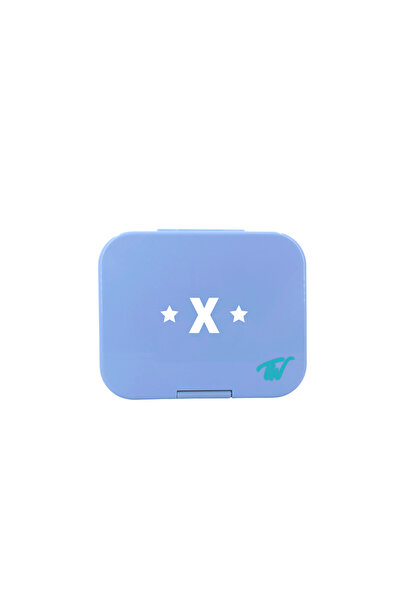 TINY WHEEL Four-Compartment Light Blue Food Box - Decorated with Letter X