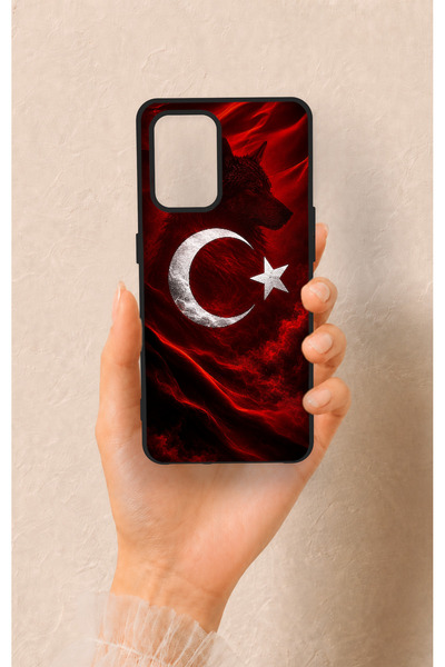 Vip Case Oppo-A74 Uyumlu Kurt Türk Bayrağı Desenli Silikon Kılıf
