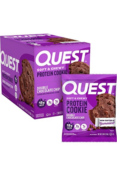 QUEST NUTRITION بسكويت البروتين بقطع الشوكولاتة المزدوجة، 12 × 59 جرام - عبوة...