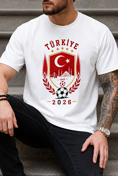 Auryne Jewelry تي شيرت بتصميم خاص لكأس العالم في تركيا للجنسين، مصنوع من القط...