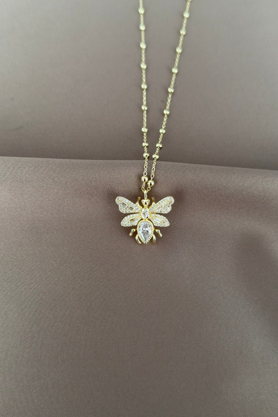 laria jewelry Zircon Stone Detailed Bee Figured Necklace