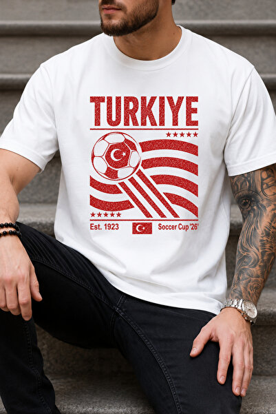 Auryne Jewelry تي شيرت بتصميم خاص لكأس العالم في تركيا للجنسين، مصنوع من القط...