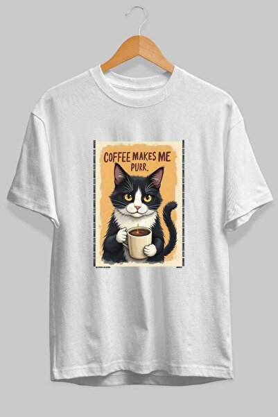 Ankhises For the Love of Cats 100 Front Cat Printed White Oversize T-Shirt 10...