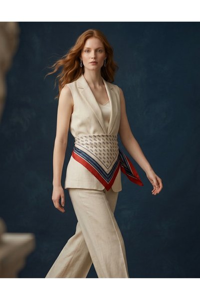 tuaipek Cord & Buckle Pattern 90X90Cm Scarf/Foulard