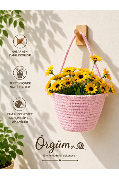 ÖRGÜM Coș cu floarea-soarelui artificială, 1 bucată, mini coș cu floarea-soar...