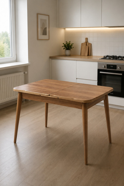 Atolye Casa 80x130cm Ceviz Parlak Yüzey MDF Açılır Mutfak Masası Crea Model