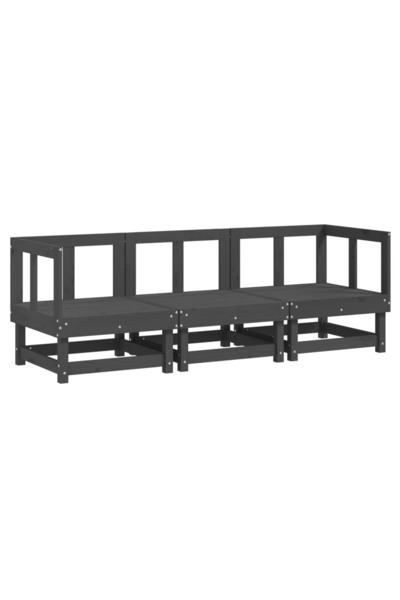 vidaxl Set mobilier de grădină, 3 piese, gri, lemn masiv de pin