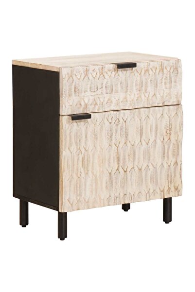 vidaxl Dulap de noapte Alb 50 x 33 x 60 cm Lemn de mango solid