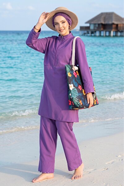 dilberfashion Ece Model Leopard 3-Piece Set Hijab Swimsuit Set