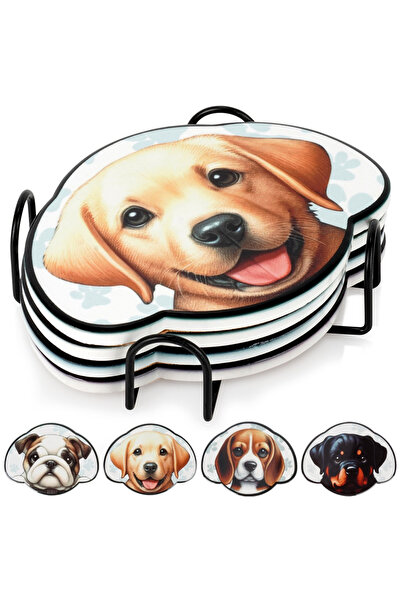 Orion Set de suporturi pentru pahare cu design de câine, cu suport, 4 piese