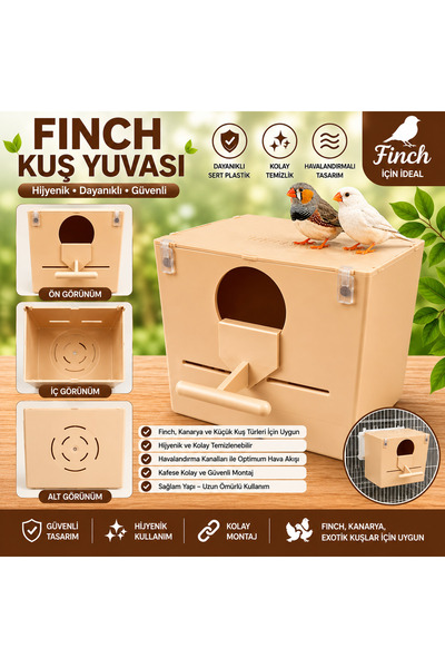 peturunsatis Finch Plastik Yuvalik 10 X 14 X 13 ( Kahve Yuvarlak Agiz ) x 1