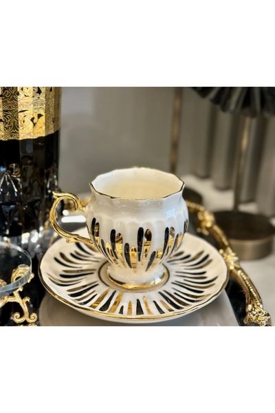 BY.RAYKA PORSELEN El Dekor Damla Porcelain Hand-Painted Double Cup
