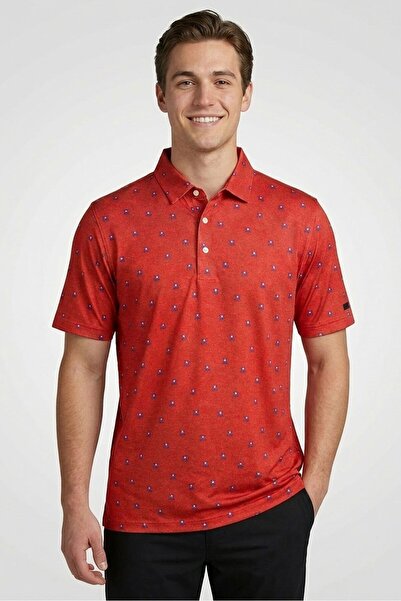 Greg Norman Men Sportswear Fit Short Sleeve Golf Polo Shirt, Red