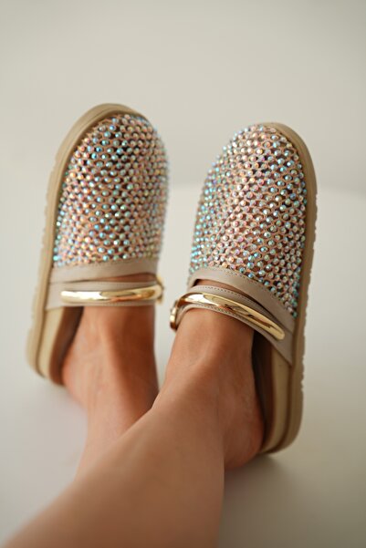 selin shoes Lumis Gold Accessory and Adjustable Buckle Detailed Shiny Stone E...