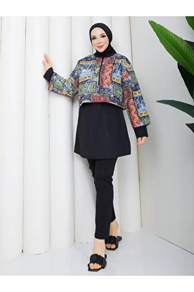 Miraystyle طقم ملابس سباحة نسائية محتشمة متعددة الألوان من 3 قطع (طارد للماء ...