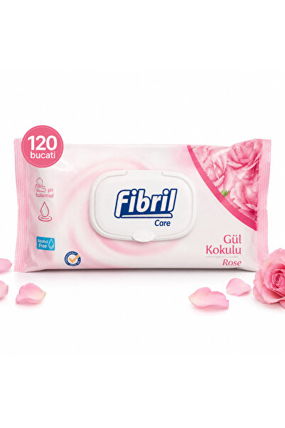 Fibril Care Servetele Umede Trandafiri Rose, 120 Bucati, pentru Fata, Maini s...