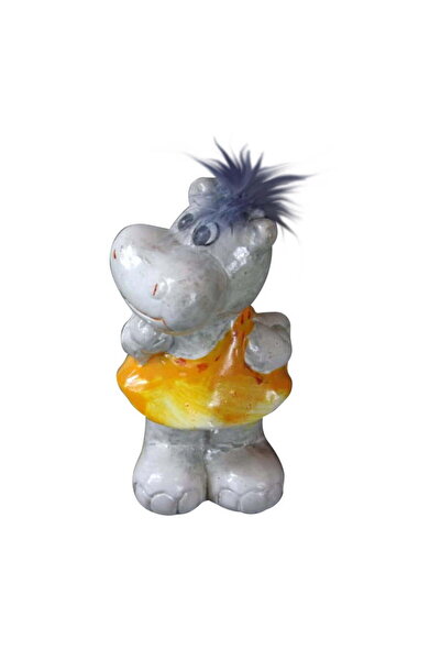 Goliat Hipopotamă ceramică de stat, cu coadă pufoasă, 17x16 cm