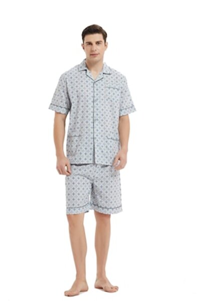 Global Set Pijama Barbat ,Bumbac100% ,Scurtă , Pantalon scurt ,Mânecă scurtă,...