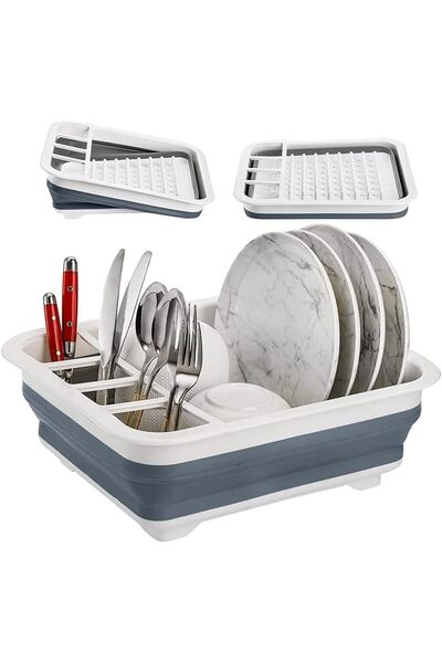 ORVILLA Foldable Dish Drying Rack - Portable Collapsible Drainer with Utensil...