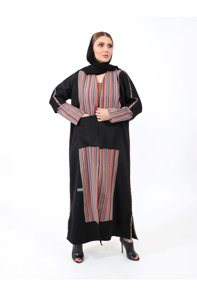 Stylish Fashion عباية شتوية من ستايلش فاشن شامواهلف باللون الأسود مزينة بنقوش...
