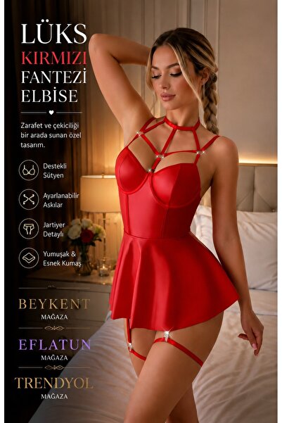 Lüks Kırmızı Fantazi Elbise