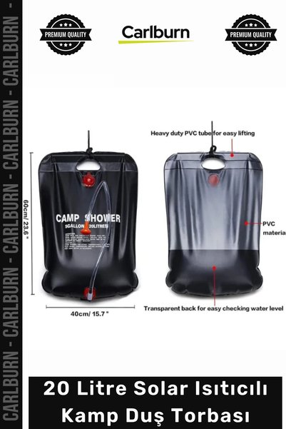 Carlburn # Water Bag Portable Solar Powered Pvc Outdoor Water Bag 20 Liter Camping Shower Bag with Solar Heater