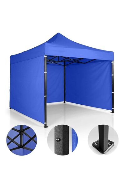Plonos Pavilion de grădină cu 3 pereți, 3 x 3 m, albastru