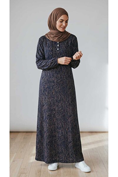 ECE GİYİM Women's Hakim Collar Dress with Buttons on the Front, Rope Detail o...