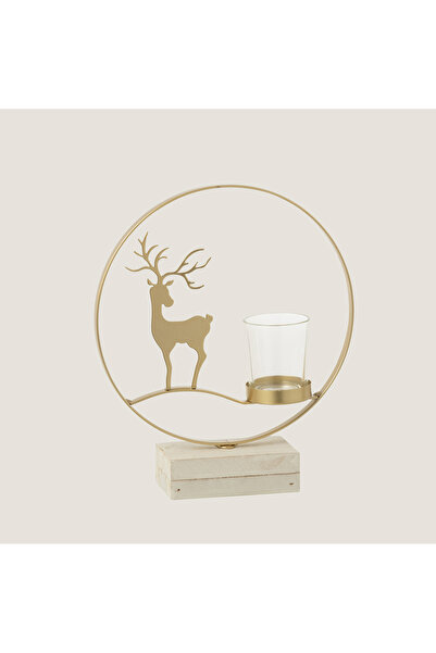 Chakra Yigo Geyik Desenli Tealight Mumluk KAHVERENGİ