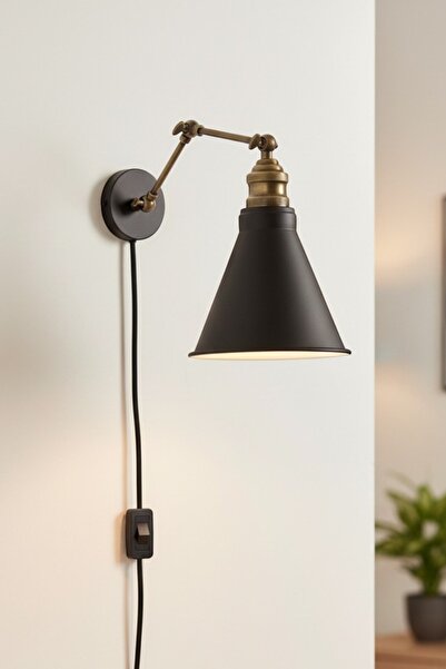 Bamyum Pablo Copper Articulated Decorative Wall Plug-In Sconce Lamp Living Ro...