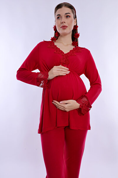 ByLohusa Cotton Maternity and Postpartum Pajama Set with Breastfeeding Featur...