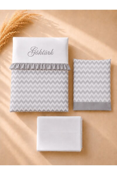 Baby Duvet Cover Set 3-Piece 90x130 Fairy Tale Series with Names and Ruffles