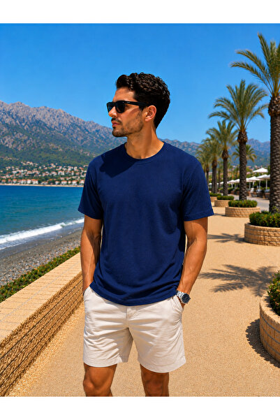 Maccali Ανδρικό μπλουζάκι με σχέδια Relax Fit Premium με κοντά μανίκια σε μπλ...