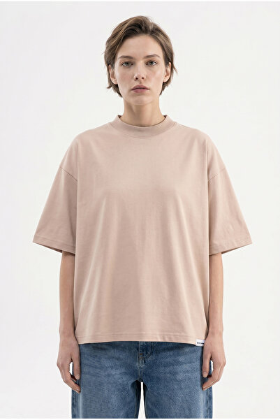 Machinist Tricou de damă Basic Oversize din bumbac single jersey Stone