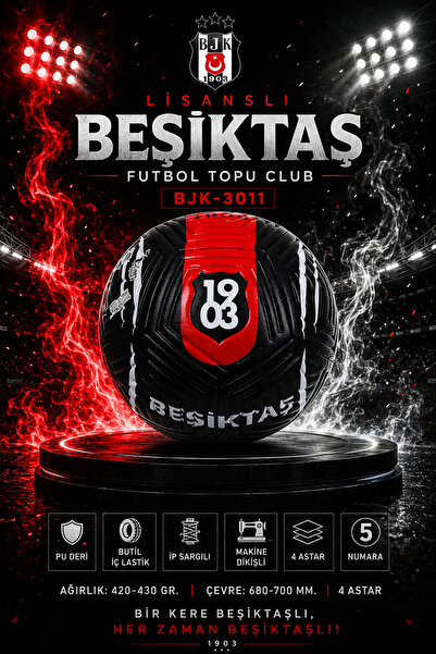 AVESSA Lisanslı BJK-3011 Beşiktaş Futbol Topu Clup - Yüksek Kaliteli PU Deri ...