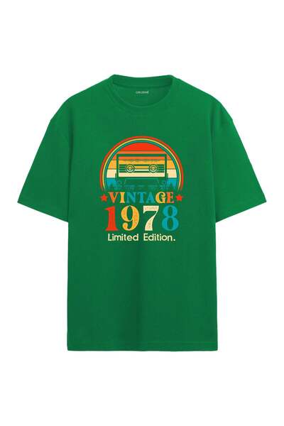 Colermi تي شيرت 1978 Mixtape ذو ياقة مستديرة ومقاس كبير بتصميم عتيق