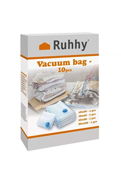 Ruhhy Set de 10 pungi de vid pentru haine, 4 mărimi, transparent/albastru, reutilizabile