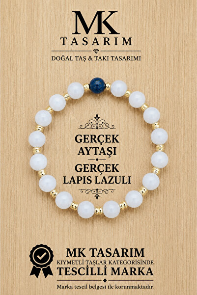 MK tasarım سوار من حجر القمر الحقيقي واللازورد الأصلي MK.7000.833- سوار للراح...