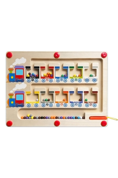 OEM Joc Educativ Montessori, Labirint Magnetic, forma de tren, Invatare Numer...