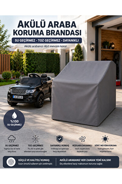 PARİONETTE Akülü Araba Koruma Brandası Su Geçirmez Gri Tam Kapama Dış Mekan K...