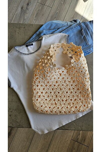ARTTMACRAME Raffia Flower Beach Bag