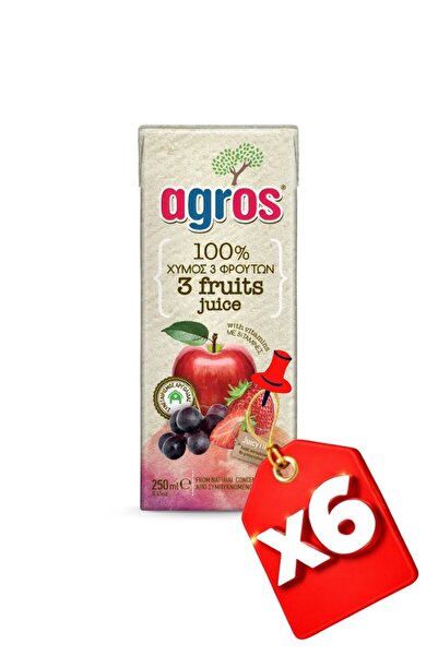Agros 6x 3 FRUCTE mere struguri căpșuni 100% 250 ml