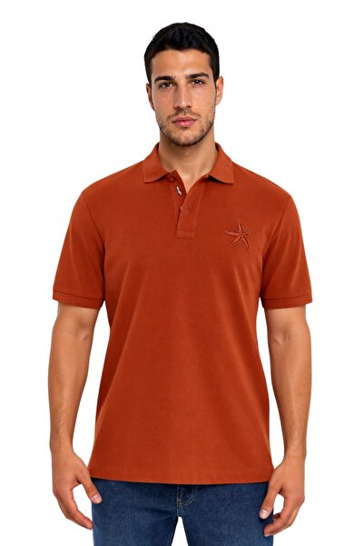 Arma Ar-Ma Men's Polo Collar T-Shirt Picture Printed Knitted Fabric Regular F...