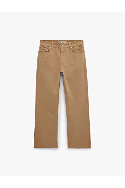 Koton Cotton Buttoned Pocket Slim Fit Spanish Flare Trousers - Kick Flare Jeans